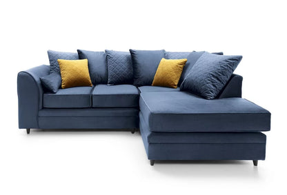 Chicago Velvet Corner Sofa - Silver Blue