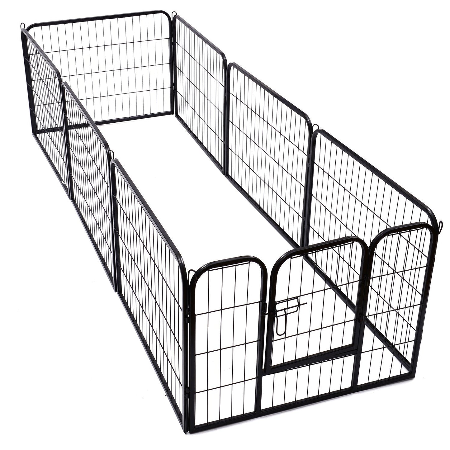 Pawhut Heavy Duty Dog pen 8 Panel Pet Puppy PlayPen Rabbit Hutch Run indoor outdoor Black, 80 x 60 cm