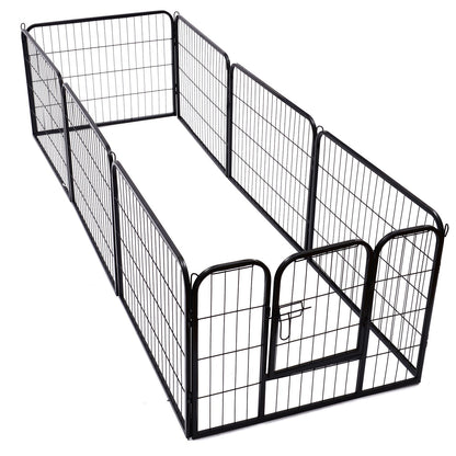 Pawhut Heavy Duty Dog pen 8 Panel Pet Puppy PlayPen Rabbit Hutch Run indoor outdoor Black, 80 x 60 cm