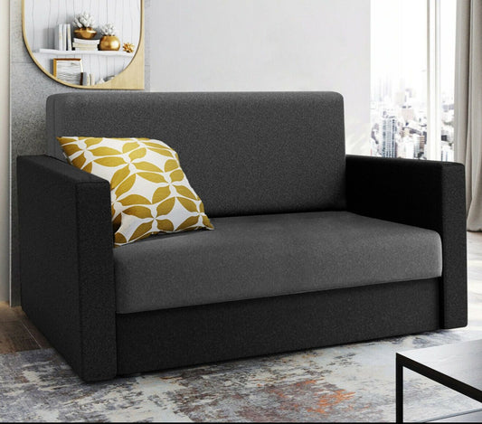 Wood Frame 2 Seater Compact Storage Sofabed - Black & Grey