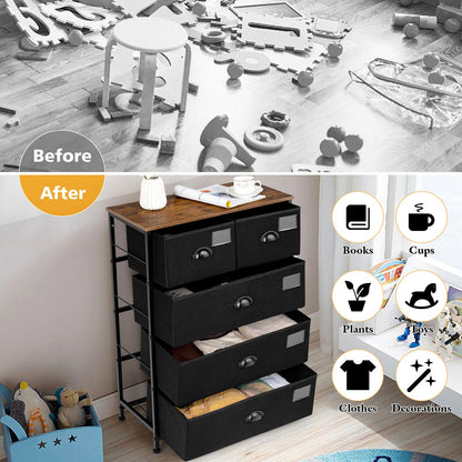 Metal Frame Cabinet Organiser  for Home Bedroom -5 Drawers