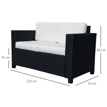 Outsunny 2-Seater Rattan Sofa - Black