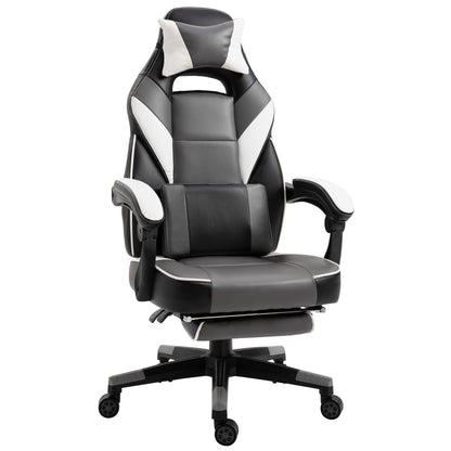 Vinsetto Gaming Chair with Footrest, Neck & Back Pillow - Black