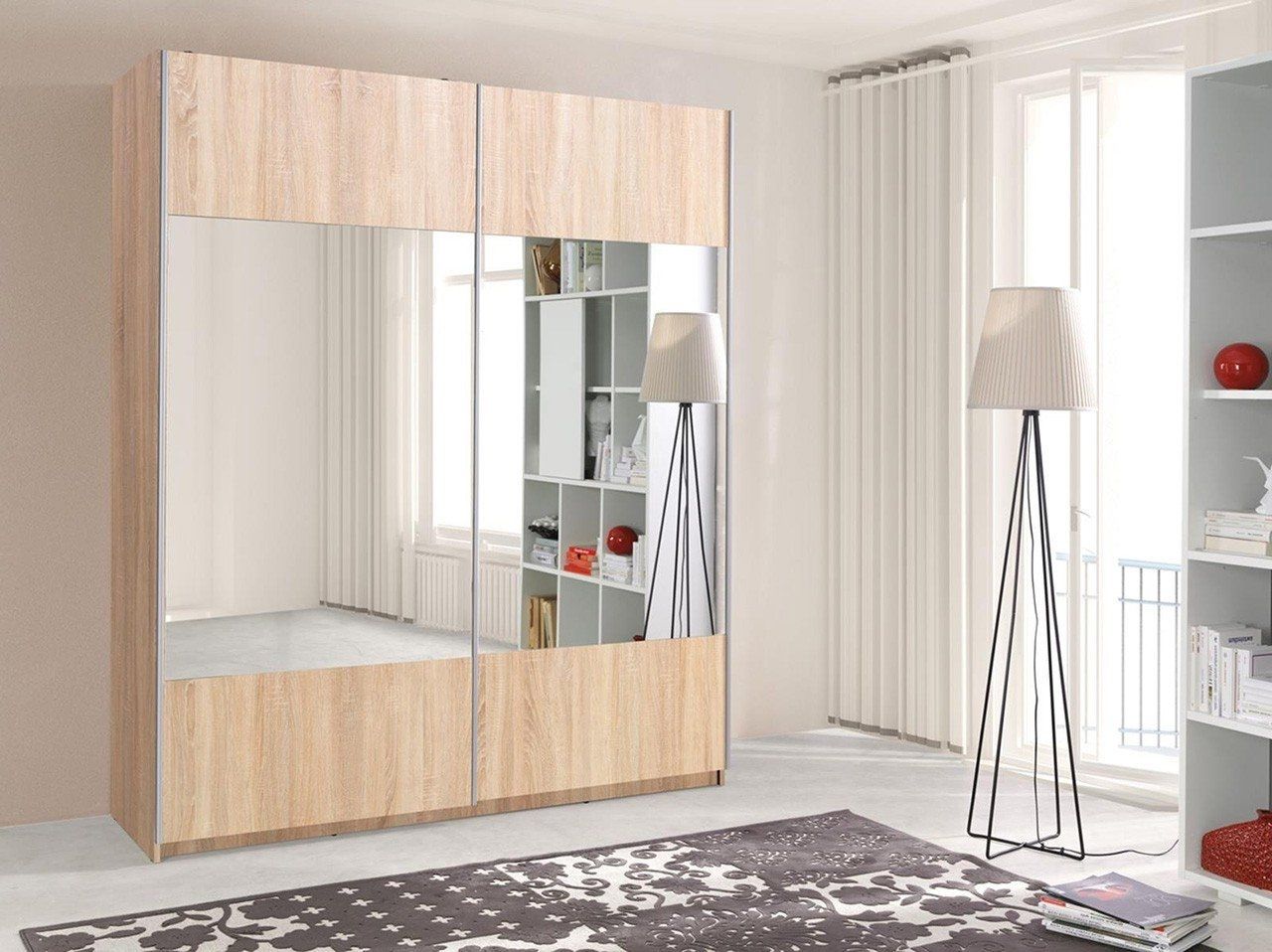 Valero 2-Door Sliding Wardrobe 175cm - Plum Wallis, Wenge or Sonoma Oak