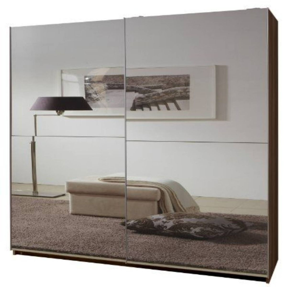 Quinn 2 Door Fully Mirrored Sliding Wardrobe Walnut - 180cm