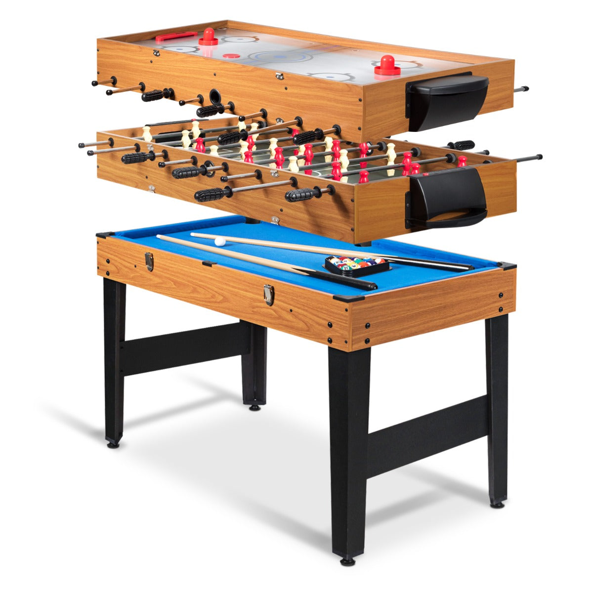 126 x 58cm Game Table  Combo Table Set with Billiard, Foosball & Hockey