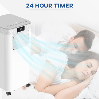 HOMCOM 8000 BTU 4-In-1 Compact Portable Mobile Air Conditioner Unit Cooling Dehumidifying Ventilating w/ Fan Remote LED Display 24 Hr Timer Auto Shut