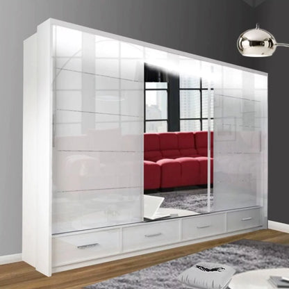 Cecilia Large High Gloss Grey Sliding Wardrobe 250cm