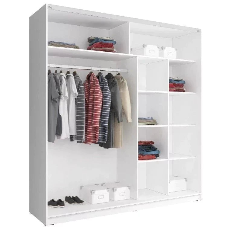 Merlin-II Mirrored 2-Door Sliding Wardrobe - White or Sonoma Oak