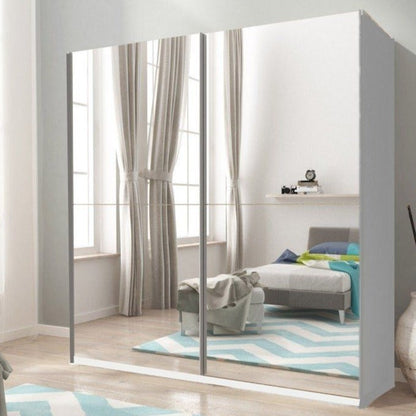 Merlin-III Fully Mirrored 2-Door Sliding Wardrobe - White or Sonoma Oak