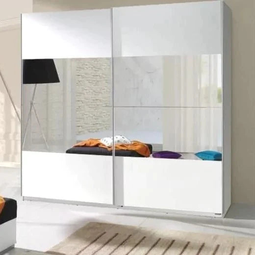 Tempest-I 2-Door Mirrored Sliding Wardrobe 225cm - White, Wenge, Oak or Plum Wallis