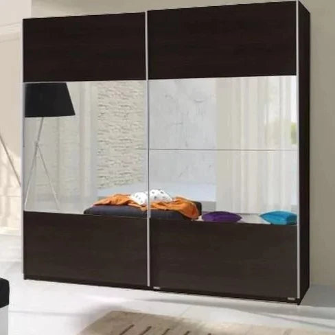 Tempest-I 2-Door Mirrored Sliding Wardrobe 225cm - White, Wenge, Oak or Plum Wallis