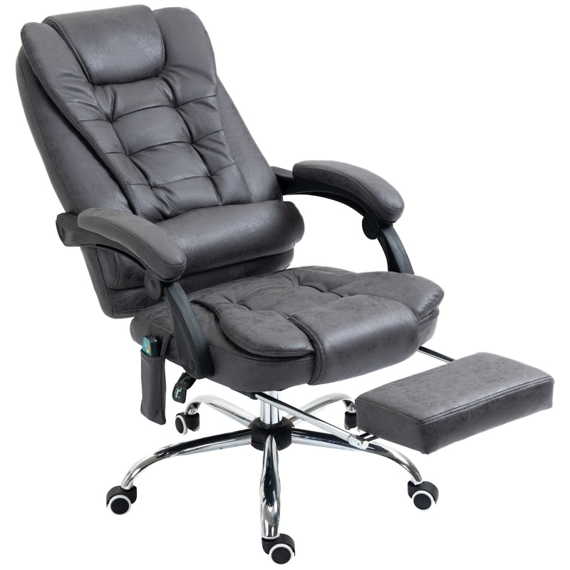 Vinsetto Adjustable Office Chair with High Back Footrest and 6 Points Heating Massage Function - Dark Grey