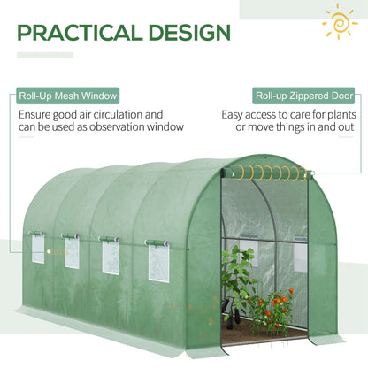 Walk in Polytunnel Outdoor Garden Greenhouse with Windows and Doors (4 x 2M)