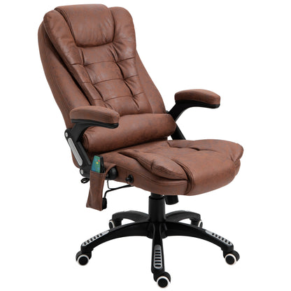 Vinsetto Recliner Office Chair with Six Massage Heating Points - Brown