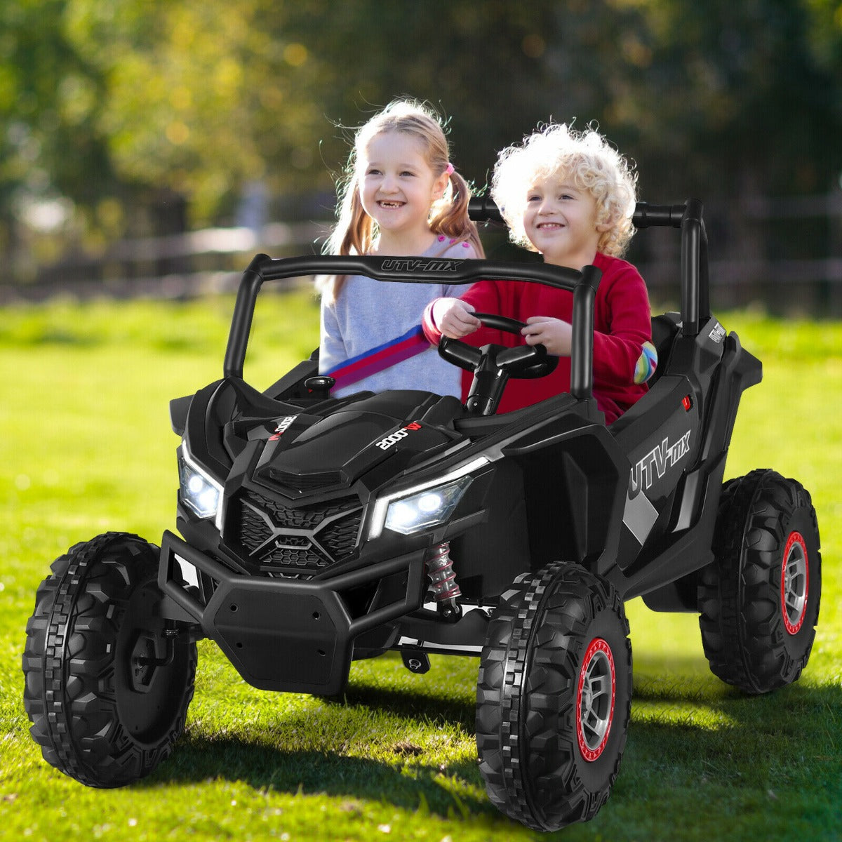 12V Electric Car With Music Remote Control and 2 Seats for Kids-Black