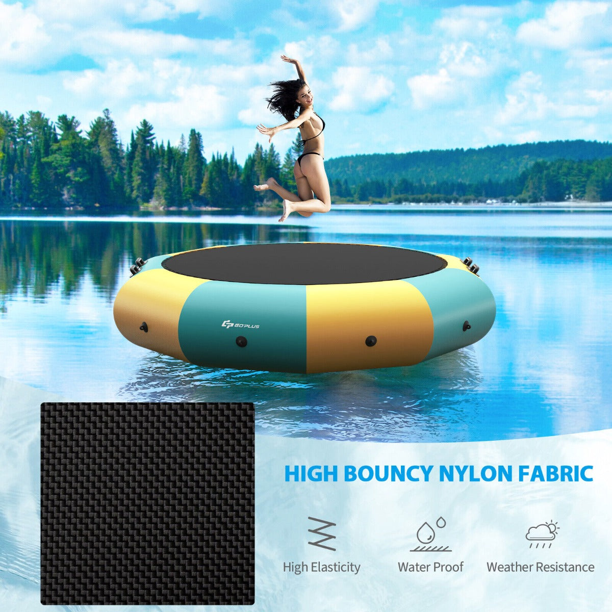 10FT Inflatable Outdoor Trampoline with 500W Electric Inflator