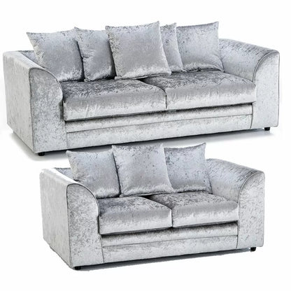 Arabia Crushed Velvet 3 Seater Sofa - Silver