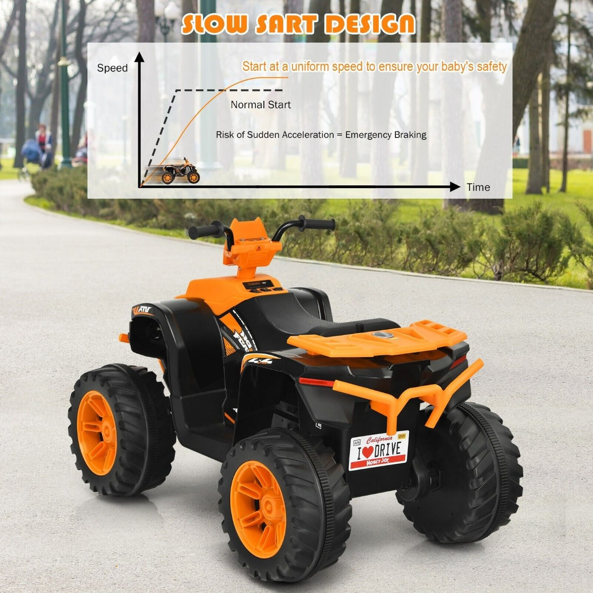 12v Electric Kids Ride On ATV / Quad Bike-Orange