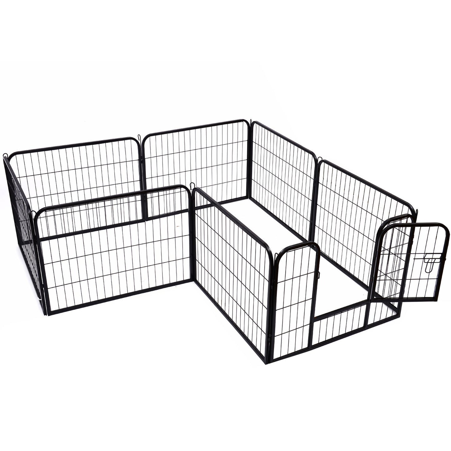 Pawhut Heavy Duty Dog pen 8 Panel Pet Puppy PlayPen Rabbit Hutch Run indoor outdoor Black, 80 x 60 cm