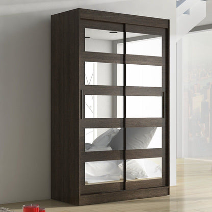 Salvo 2-Door Mirrored Sliding Wardrobe 120cm - Brown, Truffle Oak or Sonoma Oak