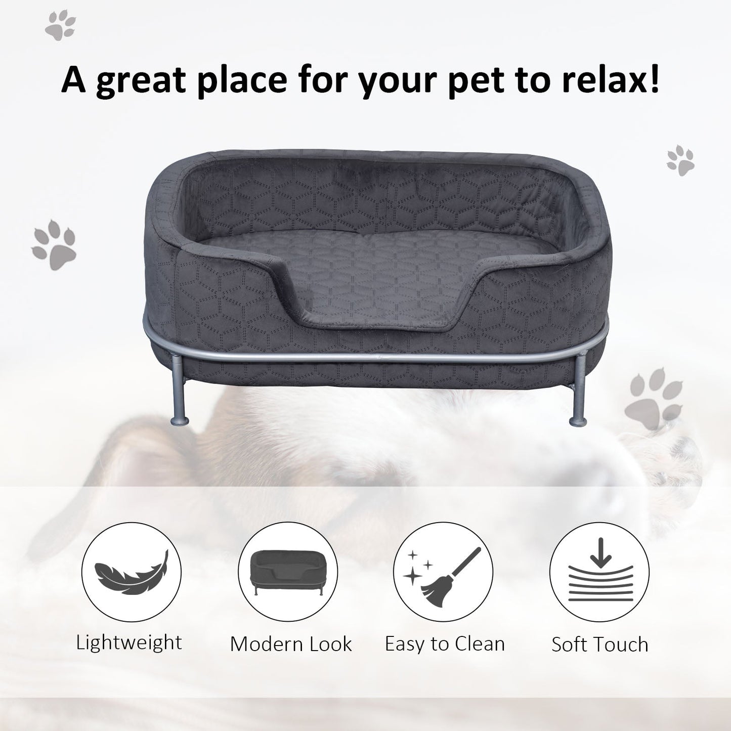 Pet Sofa Couch, Dog Bed, Cat Lounger,, Removable Cushion, Grey