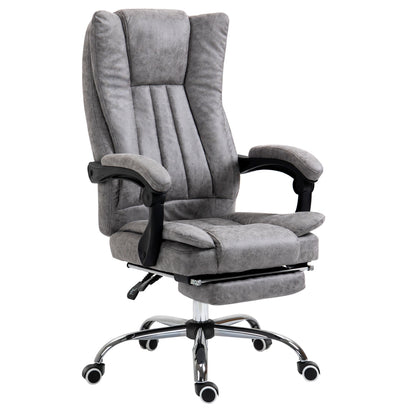 Vinsetto Reclining Office Chair with Armrests and Footrest -  Grey