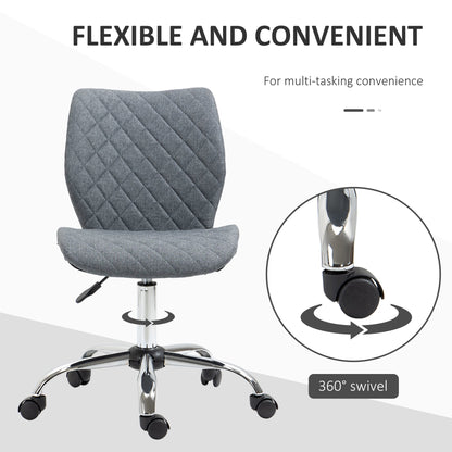 Vinsetto Mid Back Swivel Chair w/360Â° Swivel Height, thick sponge padded, Adjustable Home Office Linen Fabric Grey