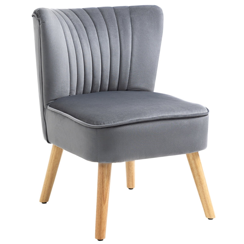 Velvet-Feel Armless Accent Chair - Grey