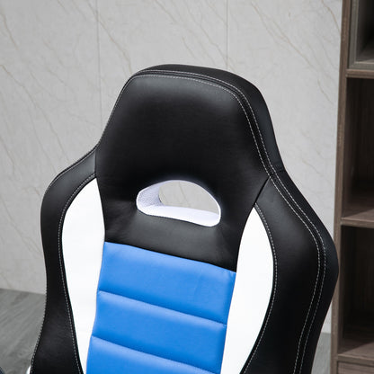 Racing Gaming Chair, PU Leather Computer Desk Chair, Height Adjustable Swivel Chair, Blue