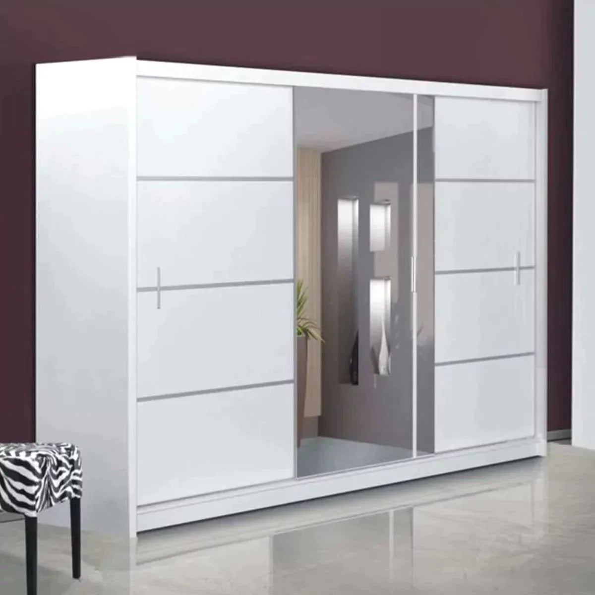 Broadland Sliding Door 250cm Mirror Wardrobe - Sonoma, Black, White