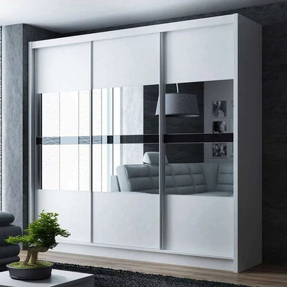 Trafford Sliding Door 250cm Wardrobe with Mirror - Graphite