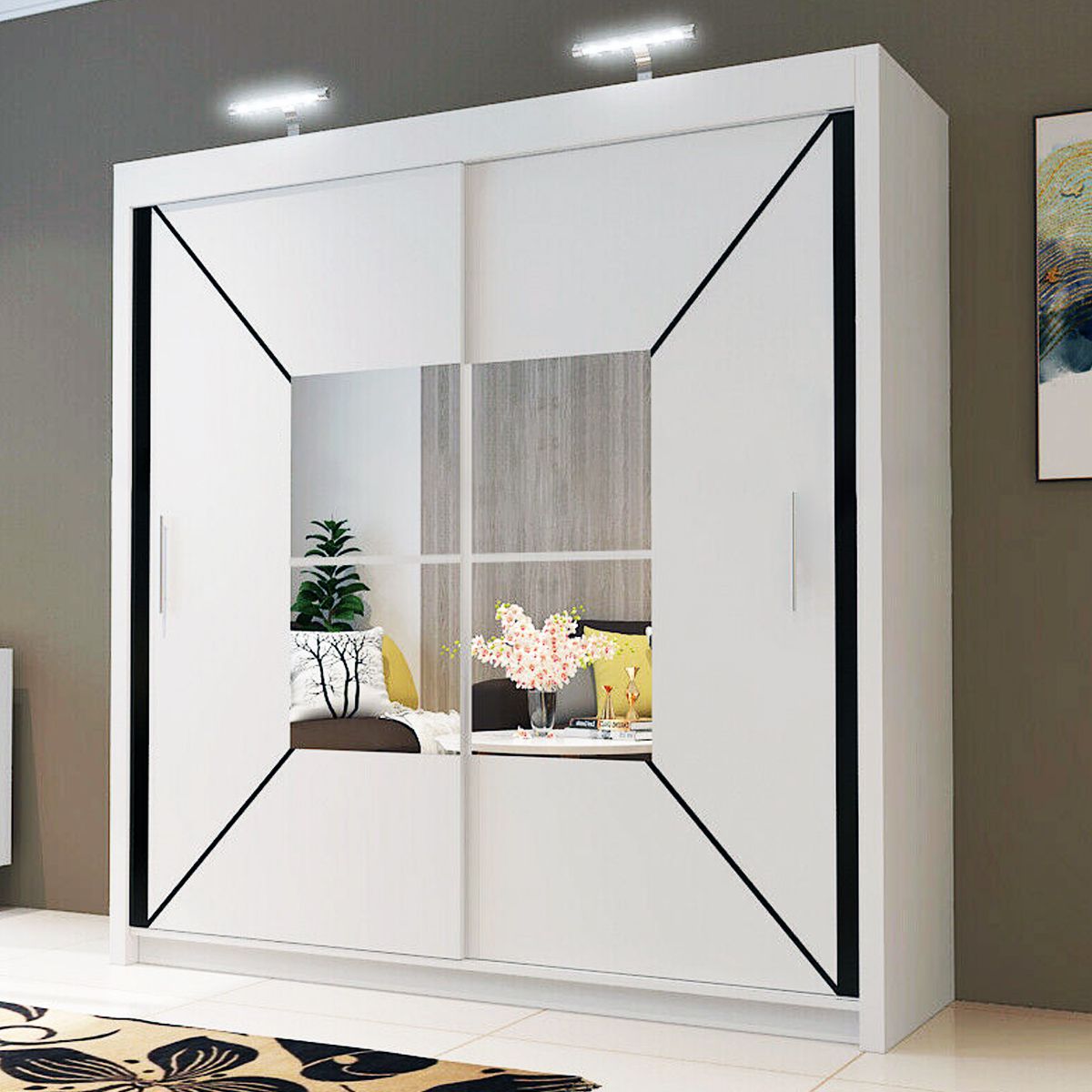 Bartholomew Mirrored Sliding Wardrobe - Black