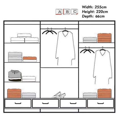 Mendeley Large High Gloss Sliding Wardrobe - White