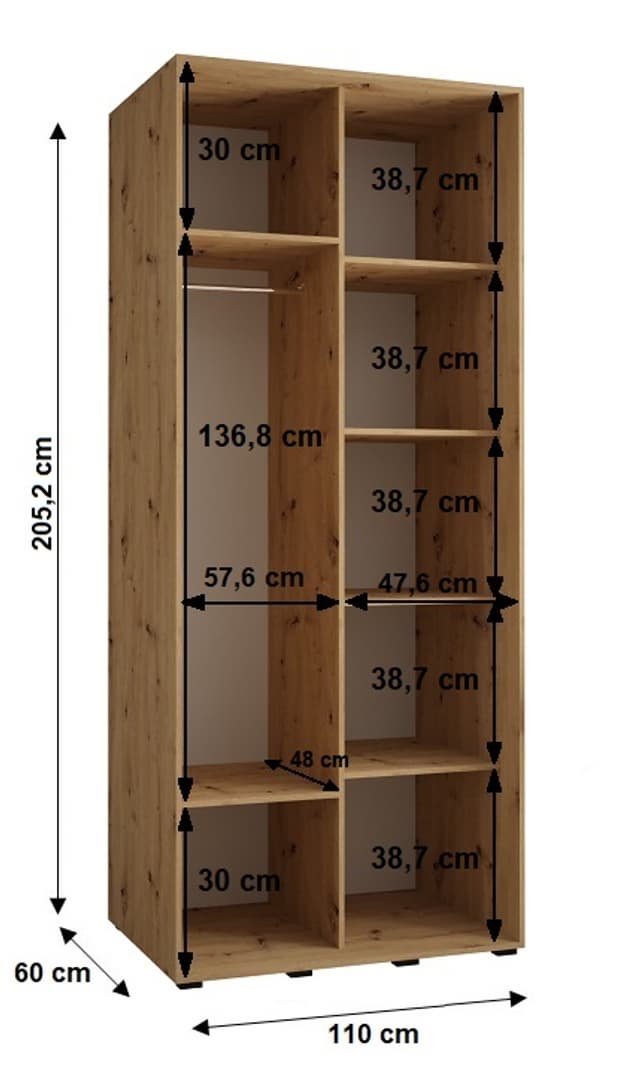 Cannes I Sliding Door Wardrobe 110cm