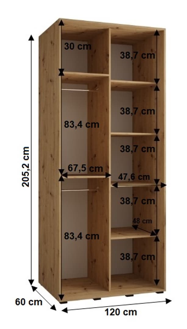 Cannes I Sliding Door Wardrobe 120cm