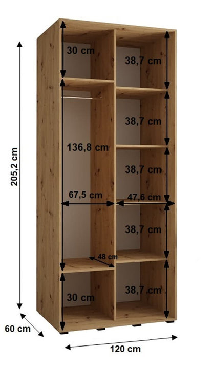 Cannes II Sliding Door Wardrobe 120cm