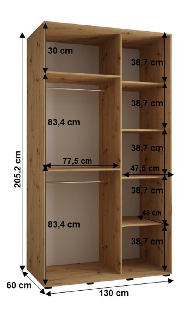 Cannes IV Sliding Door Wardrobe 130cm