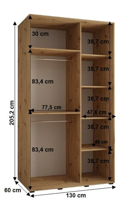 Cannes V Sliding Door Wardrobe 130cm