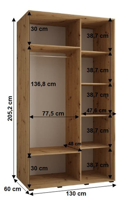 Cannes I Sliding Door Wardrobe 130cm