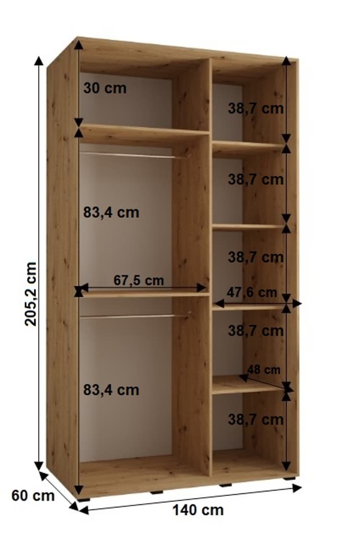 Cannes I Sliding Door Wardrobe 140cm