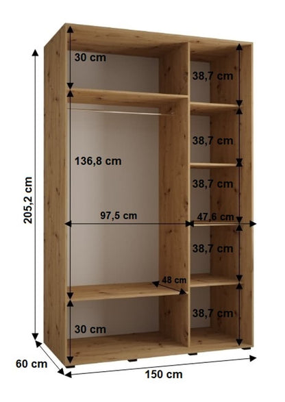 Cannes IX Sliding Door Wardrobe 150cm