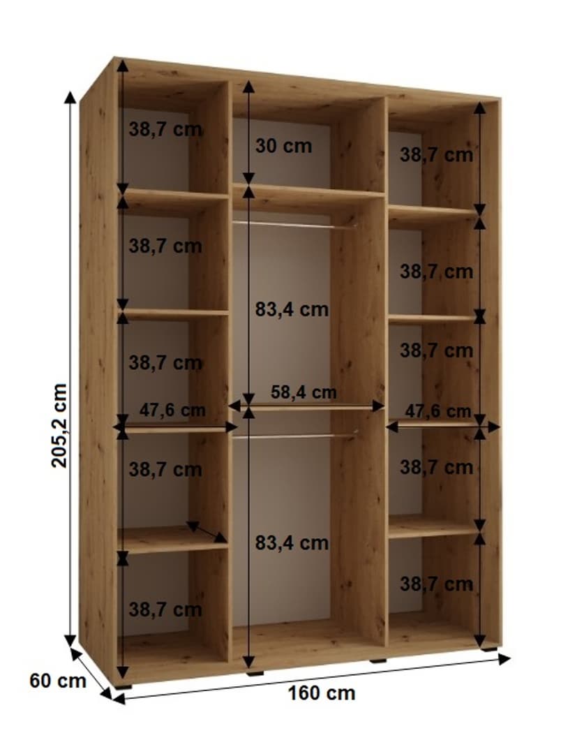 Cannes I Sliding Door Wardrobe 160cm