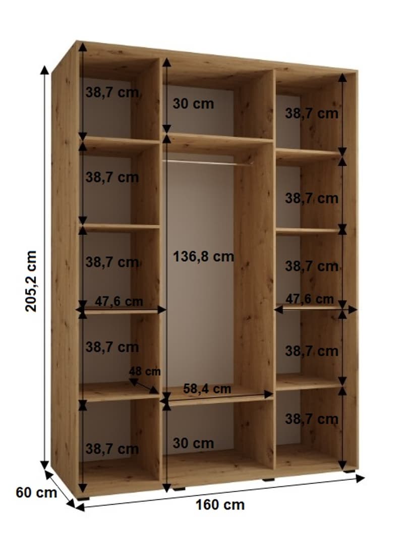 Cannes III Sliding Door Wardrobe 160cm