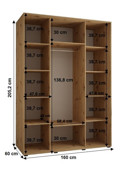 Cannes II Sliding Door Wardrobe 160cm