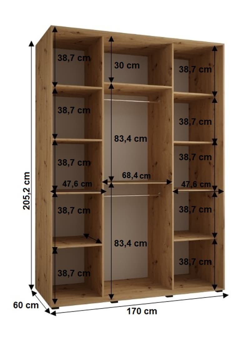 Cannes II Sliding Door Wardrobe 170cm