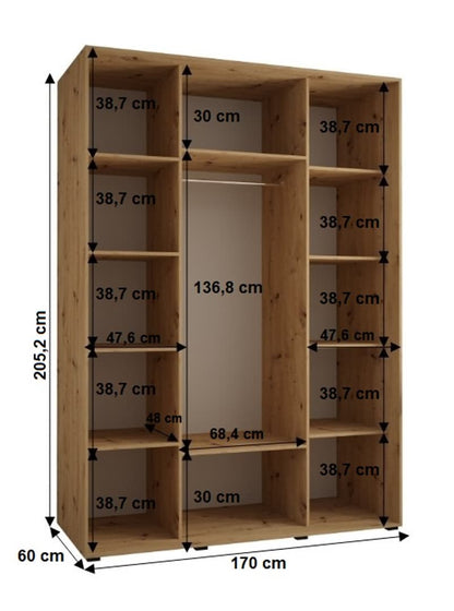 Cannes II Sliding Door Wardrobe 170cm