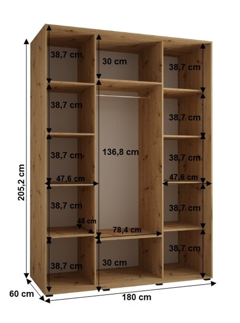 Cannes I Sliding Door Wardrobe 180cm