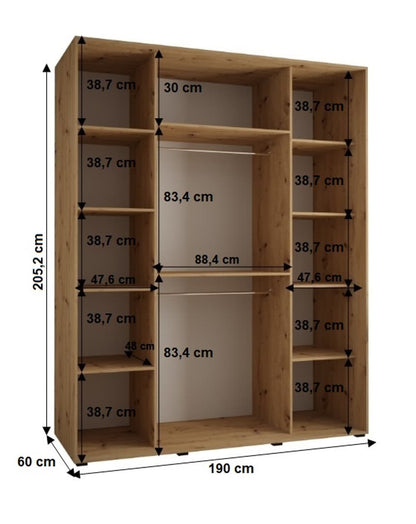 Cannes VI Sliding Door Wardrobe 190cm