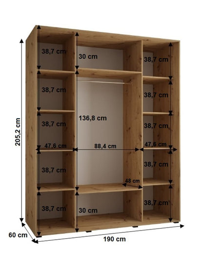 Cannes VI Sliding Door Wardrobe 190cm